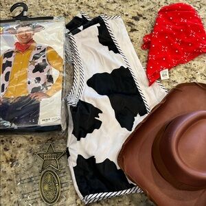 Woody Adult Costume 
Cow Print Vest and Accessories Set